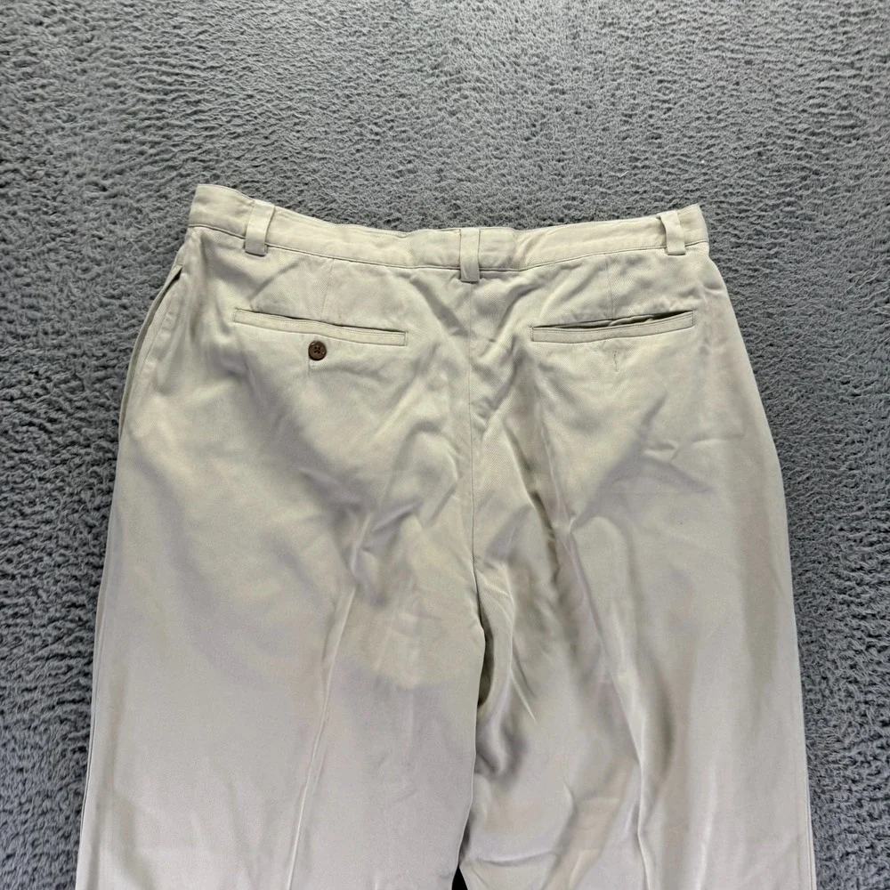 Tommy Bahama Pant Mens 38x30 Beige Silk Khakis Straight Pleated Beach Resortwear